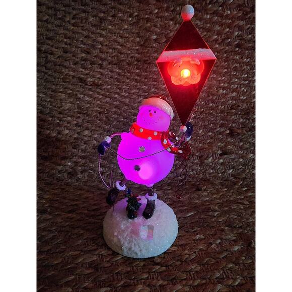 Vtg. Lighted Acrylic Skiing Bobble Christmas Snowman Santa Kite JC Penny Holiday - Picture 14 of 15